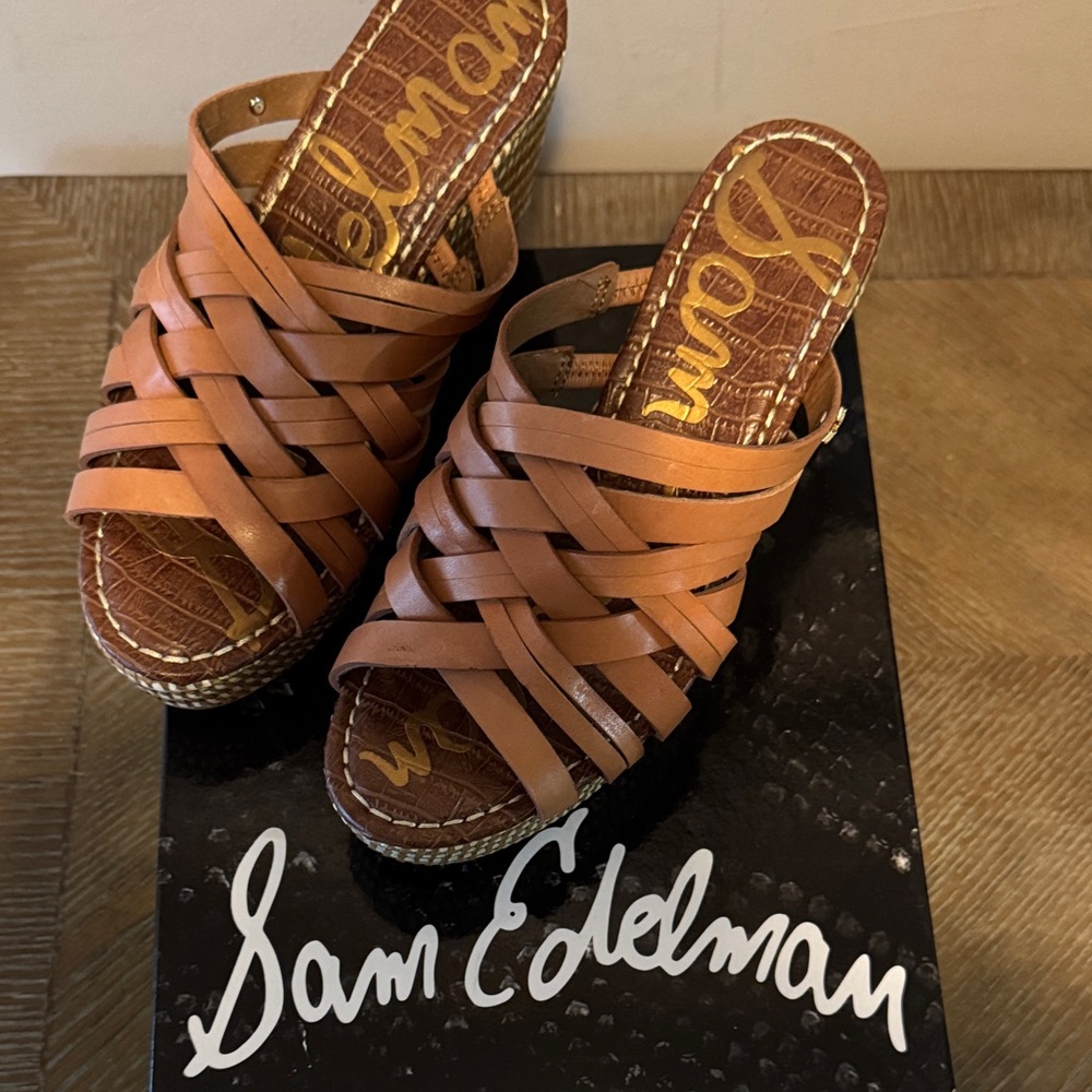 Sam Edelman Brown Strappy Wedge Sandals. NWT size 6